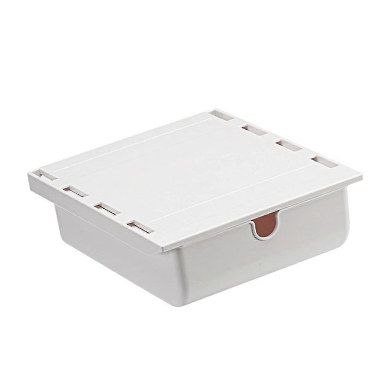 1pc under Desk Storage Box White Hidden Organizer Drawertype Design for Office Home pull Function for Sundries Like Pens Adapters
