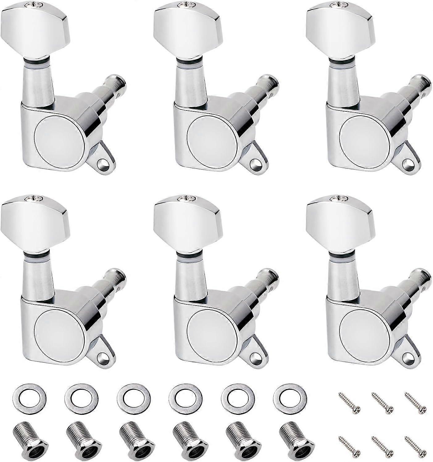 6-In-Line Guitar Tuning Pegs 15:1 Ratio Sealed Guitar String Tuning Keys Machines with 45