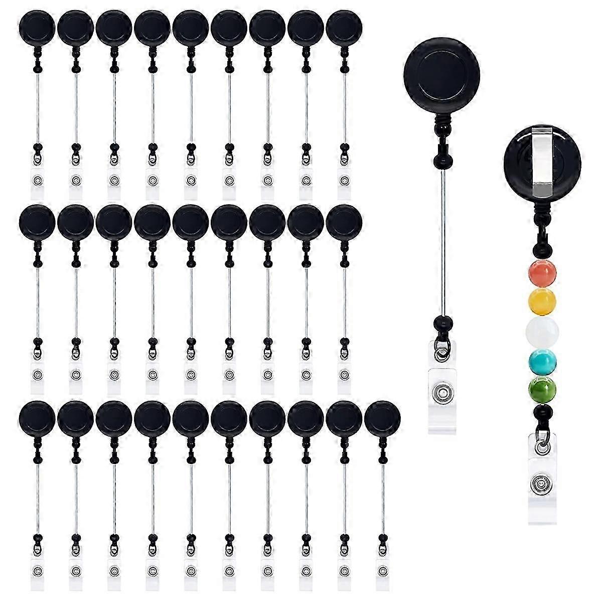 30 Pcs DIY Blank Badge Reel Kit with Belt Clip A