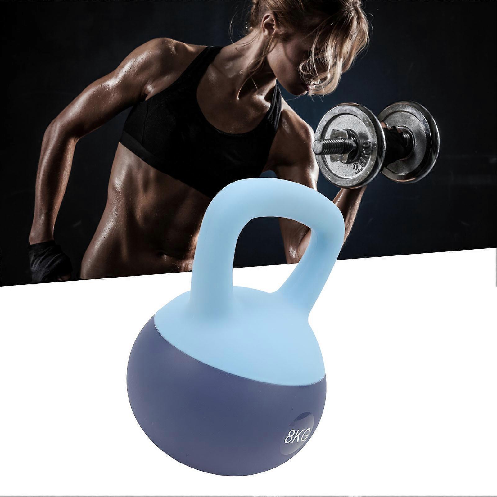 Soft Base 8kg Blue PVC Kettlebell with Strong Handle for Training