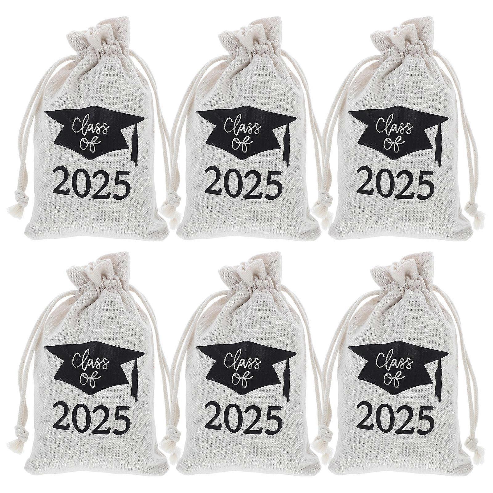Convenient to Carry Graduation Style Drawstring Pouches for Students and Graduates 6Pcs