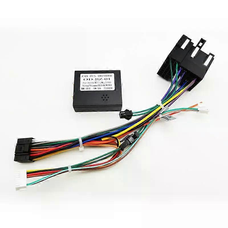 Wiring Harness Adapter with CAN Bus Decoder, 16 Pin to ISO Cable, for Mercedes B Class W245 W246, Viano, Vito W639, R Class W251