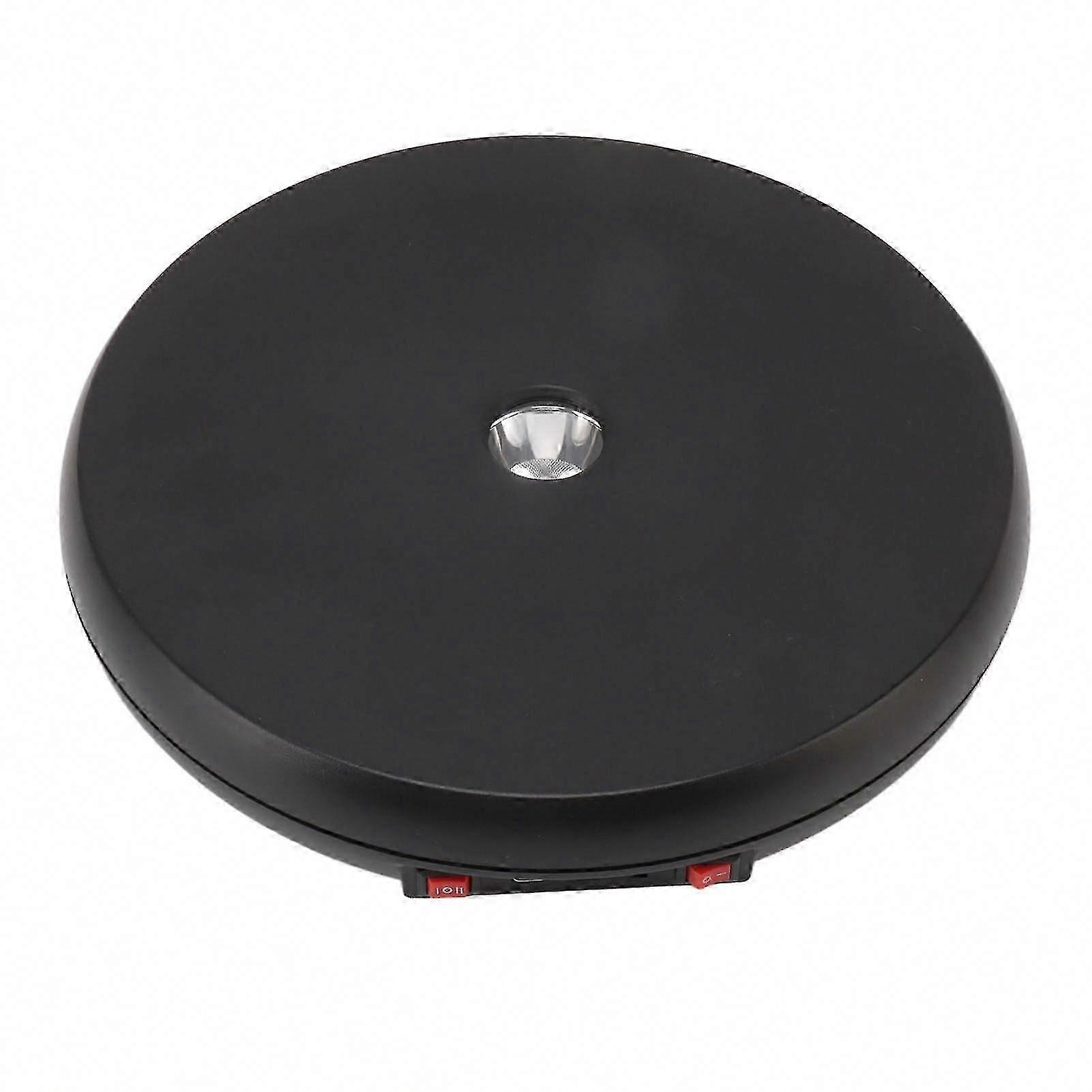Electric Rotating Display Table LED Light 25cm Noiseless 20kg Load Capacity Turntable Stand for Jewelry Black