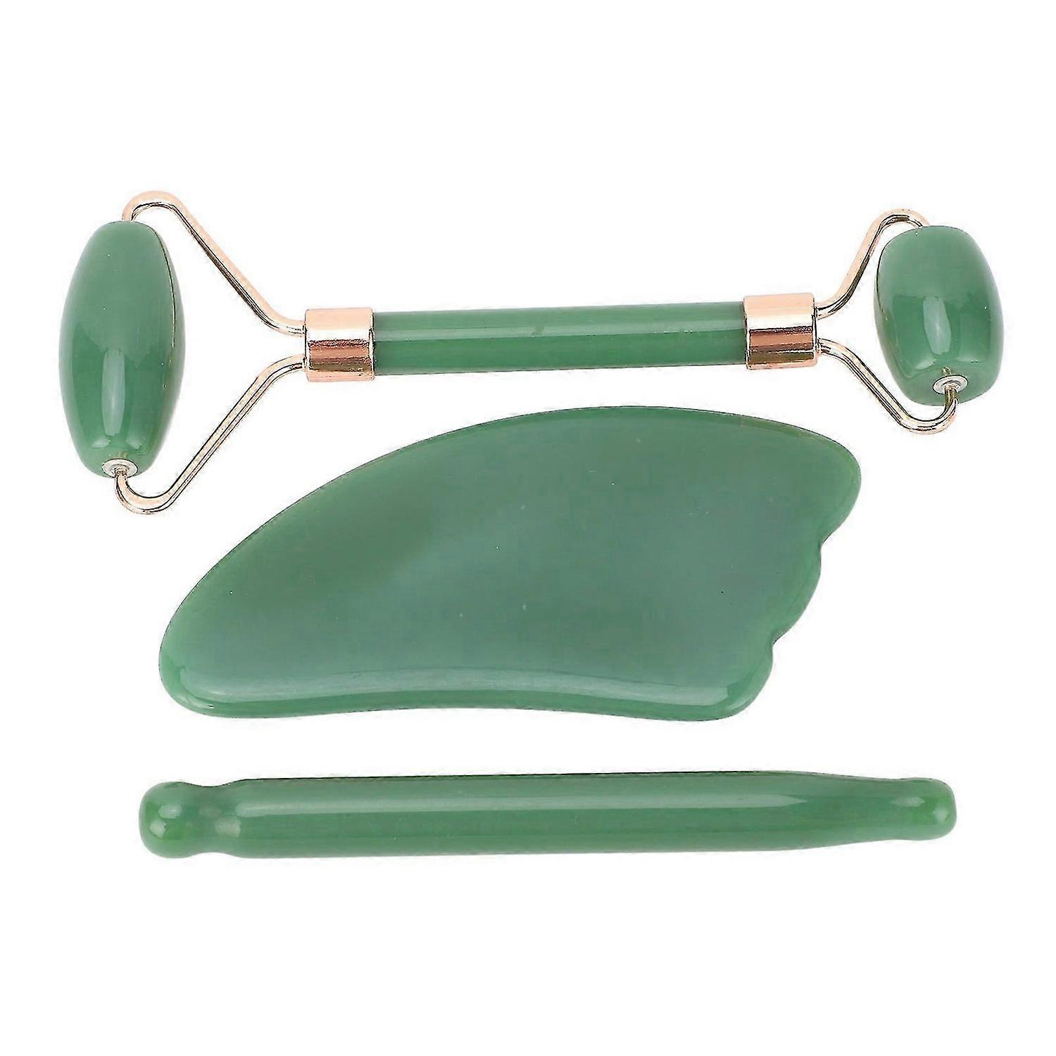 2025 Latest Model Jadestone Roller Massage Gua Sha Set Manual Double Heads Jad...