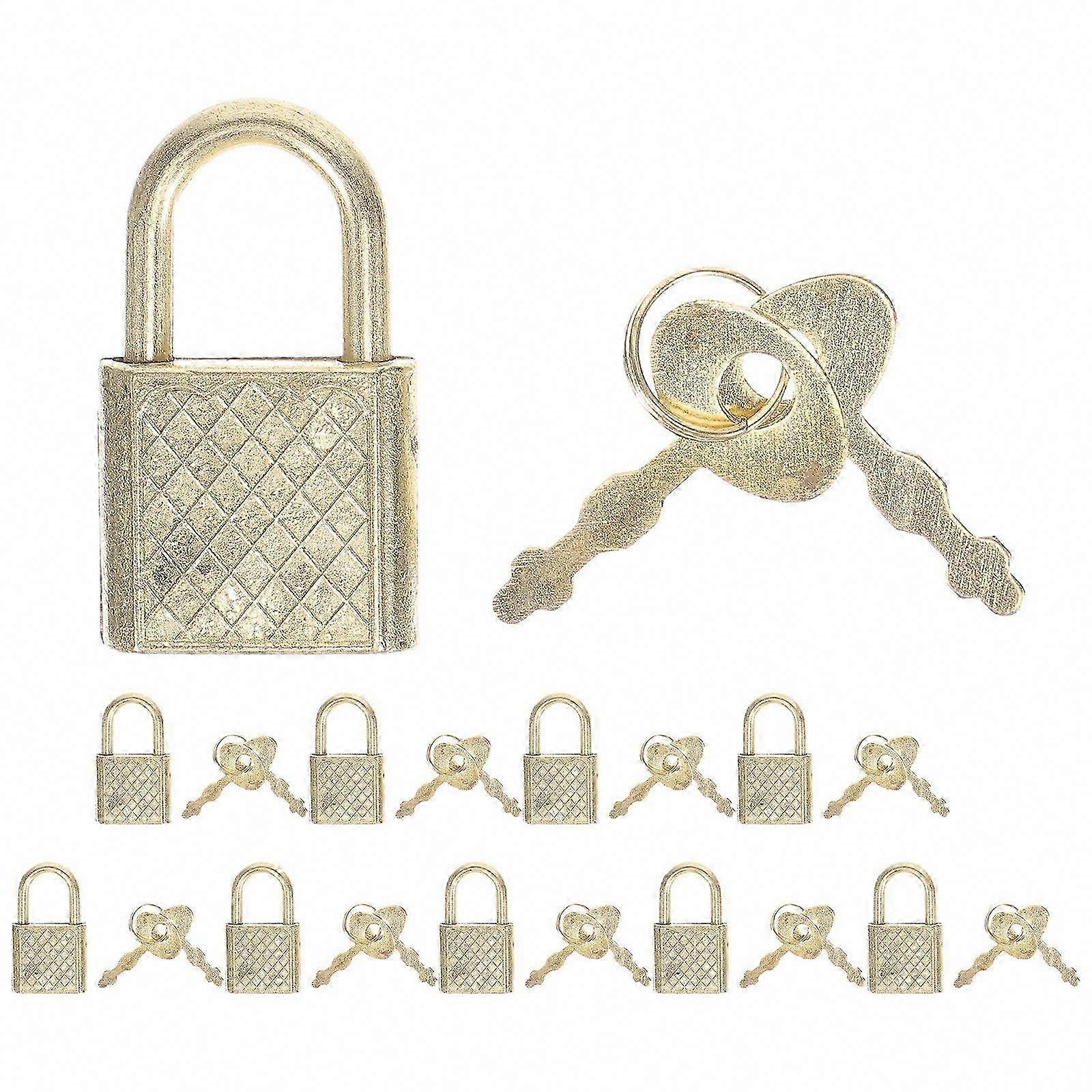 10Pcs Alloy Padlocks for Suitcase, Small Locks for Notebook Safety, Simple Golden Locks
