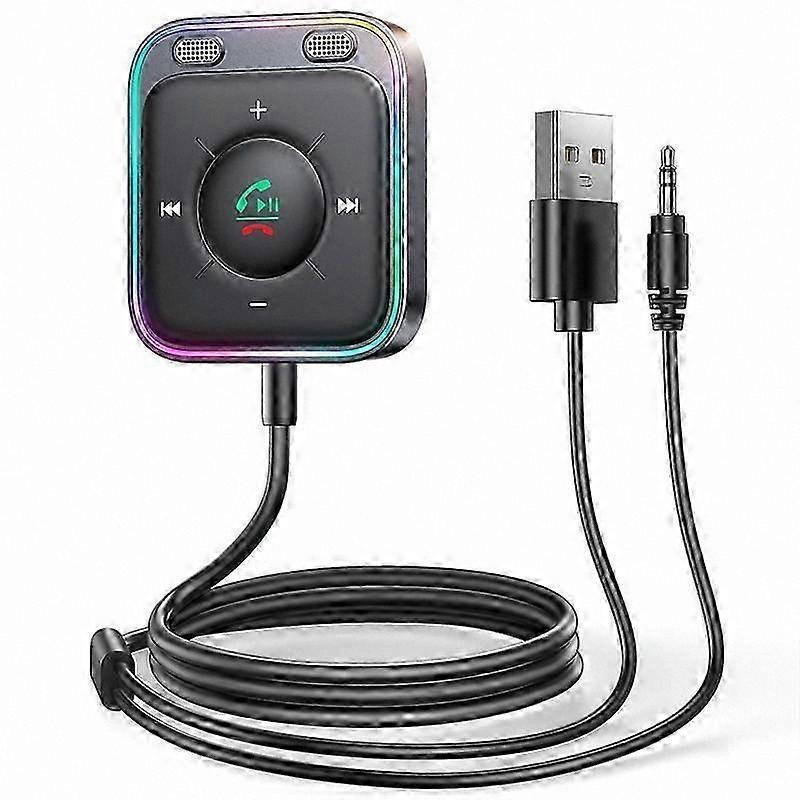 Bluetooth 5.3 AUX Car Adapter with Dual Mics, Noise Cancellation, Hands-Free Wireless Receiver for Cars