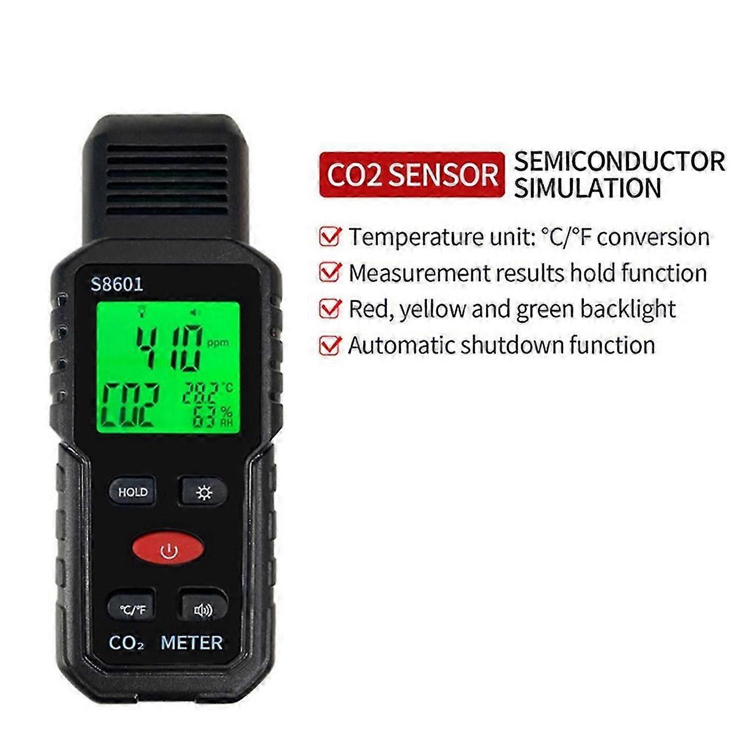 3 in 1 CO2 Meter Air Quality Handheld 5000Ppm CO2 Monitor, S8601