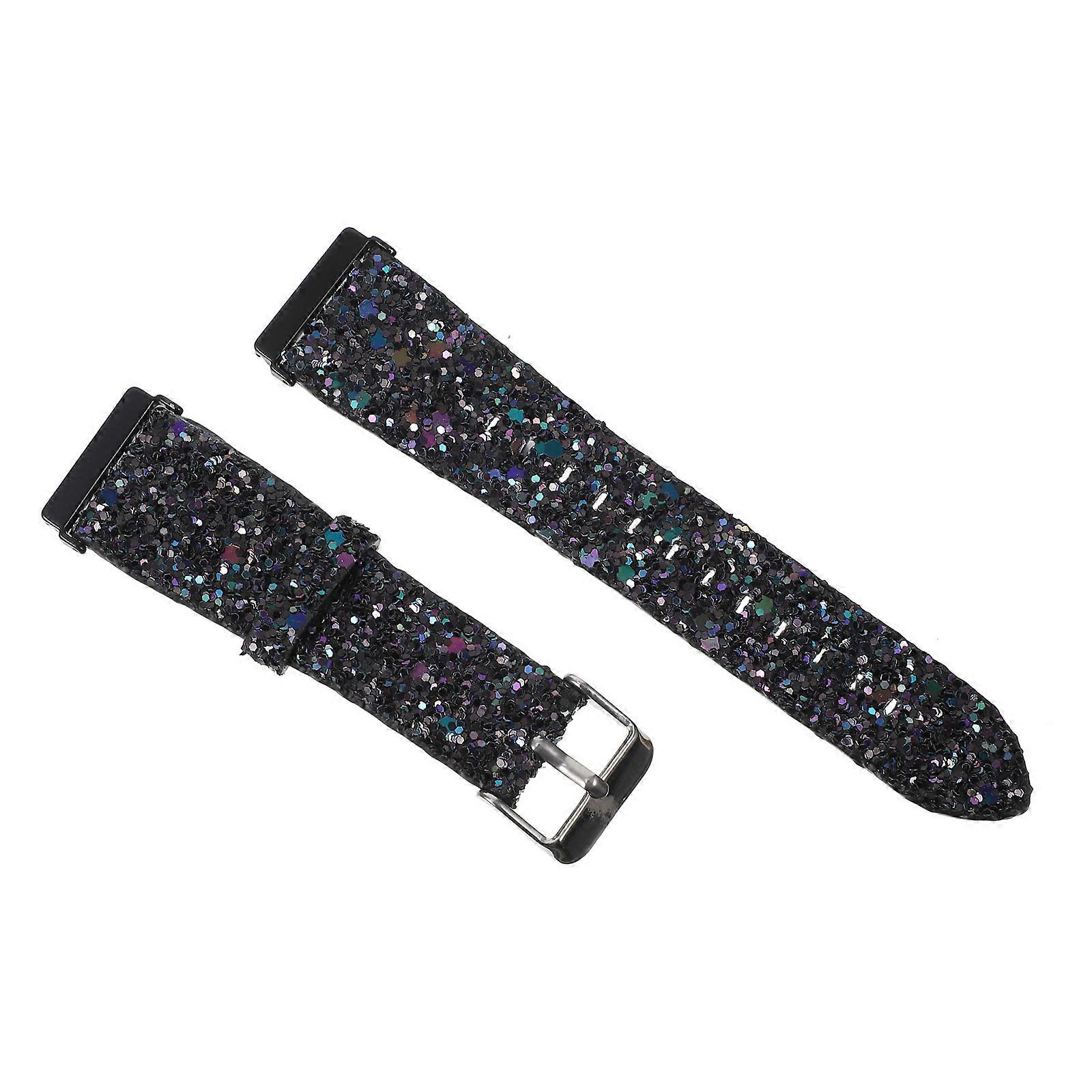 Compatible With Fitbit Glitter Watch Strap For Watchband In Black Color 13x2.5 Cm Size 1Set