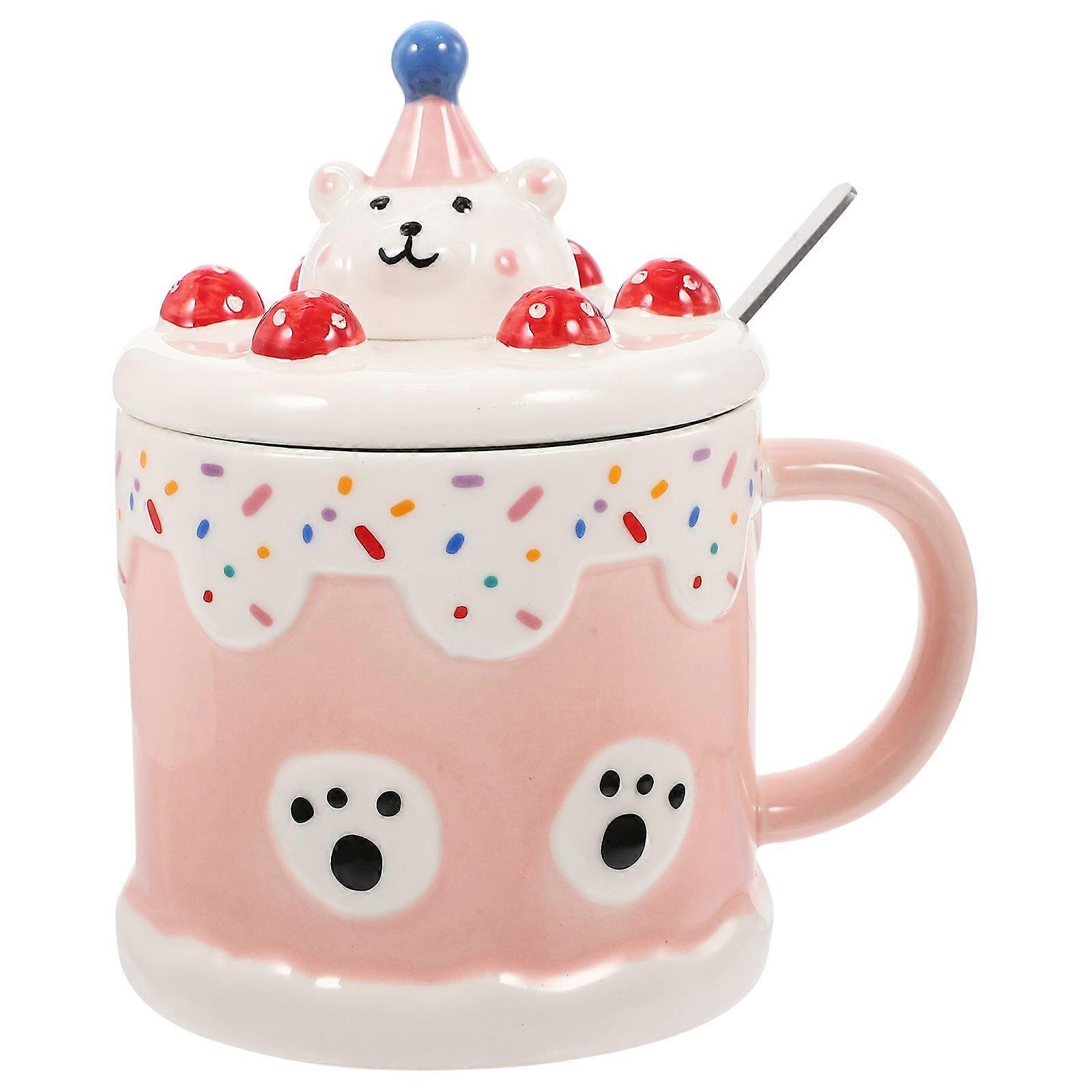 Egg Cake Mug Ceramic Mug for Storage 1Set Printing Cup