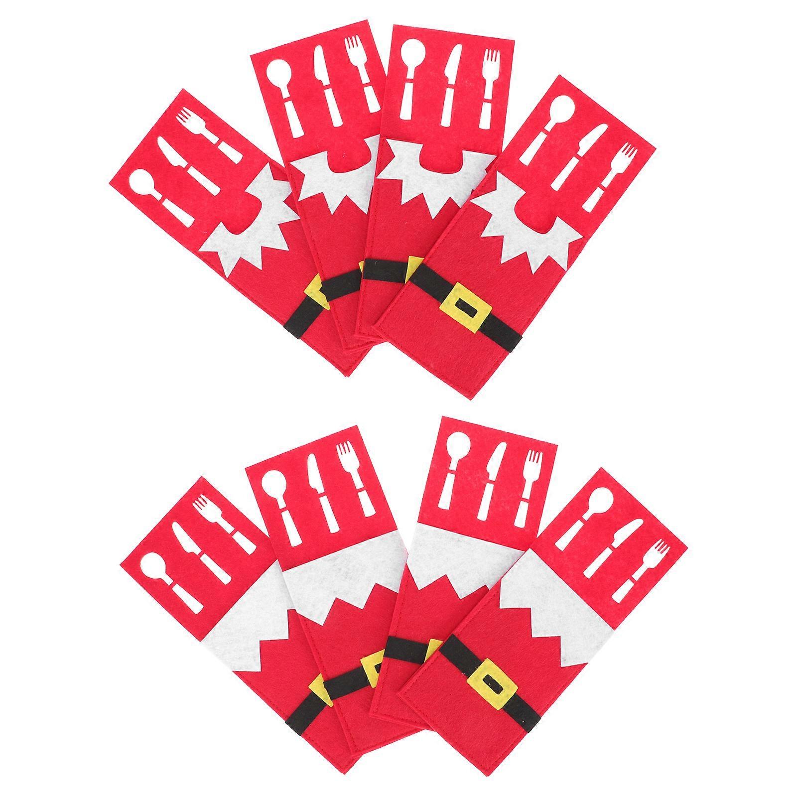 Tableware Bag for Dining Room Use 8Pcs Xmas Red Cutlery Covers