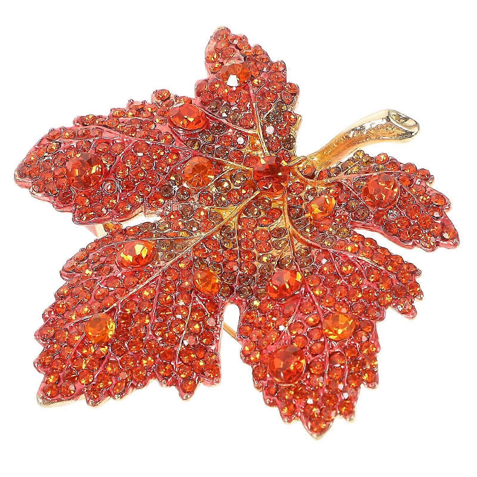 Akçaağaç Yaprağı Broş Pin Rhinestone Vintage Zarif Giysi Takı Kadınlar Için Resmi Kıyafet 4.80X4.60X1.00CM 1 Paket