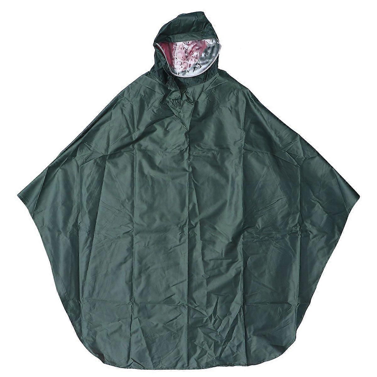 Women Men Safe Reflective Bike Poncho with Sleeves Womens Long Raincoats Transparent Thickening Large Hat Brim(Army Green)