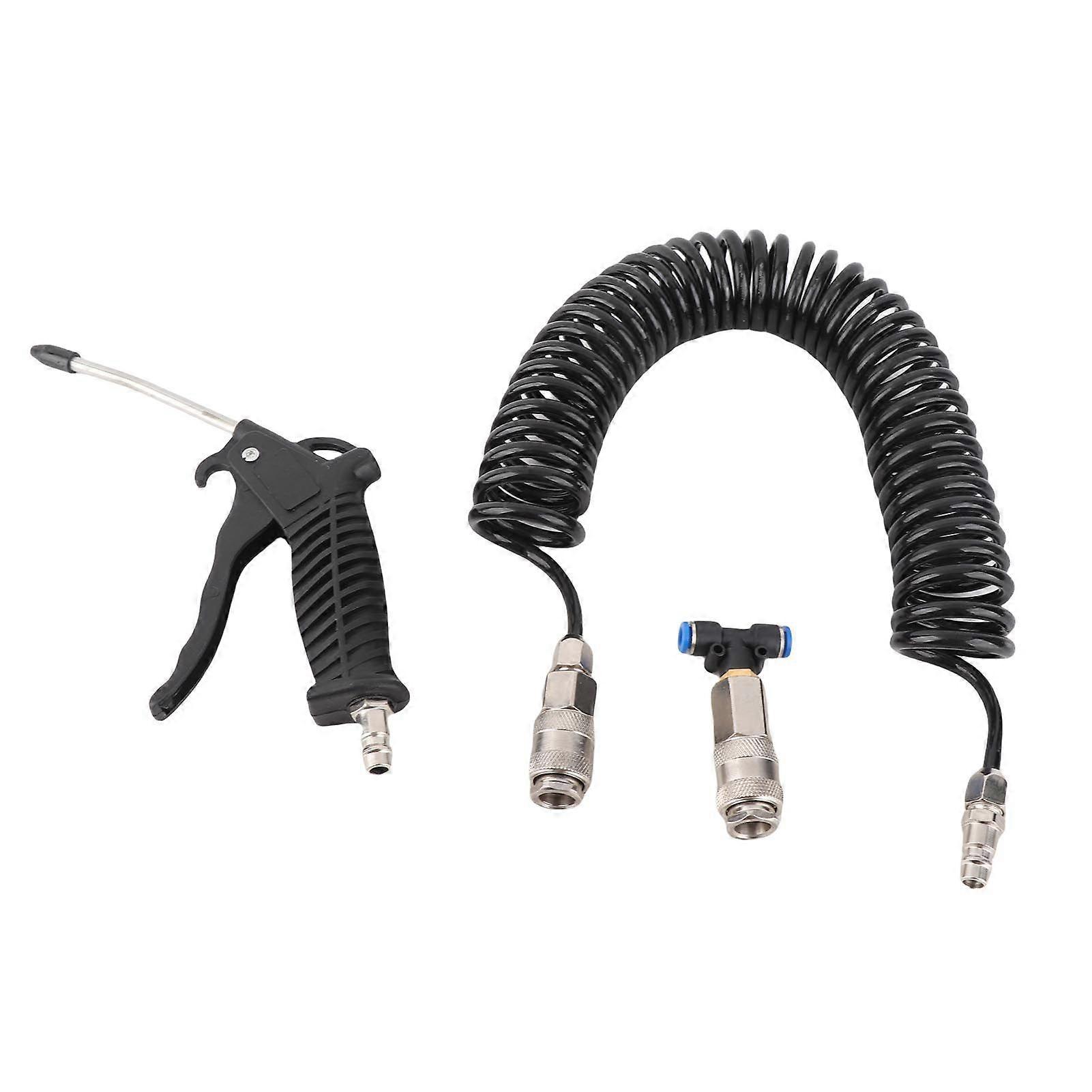 Black Air Duster Gun Pneumatic Wind Blowing Kit Set with Small EU Connector PU Hose