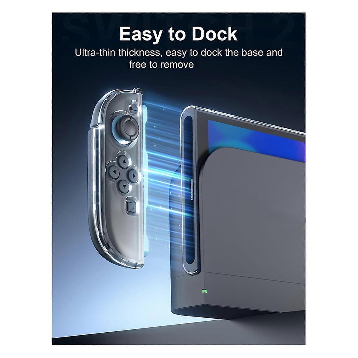 Clear Dockable Case for Switch 2, PC Protective Cover Compatible with Switch 2 Console, Grip Case