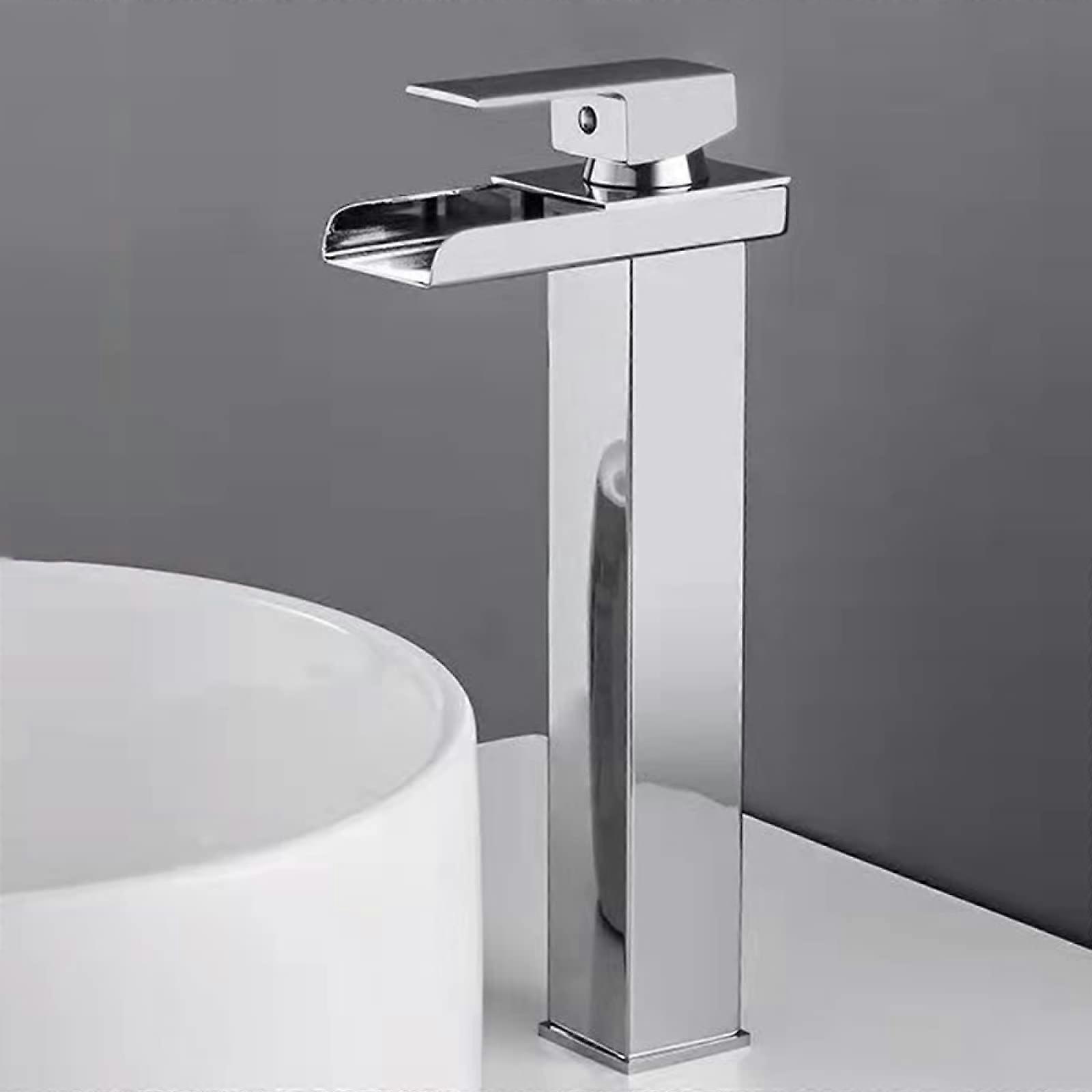 Waterfall Basin Faucet Chrome Plated Stainless Steel Single Handle Waterfall Spout Hot And Cold Bathroom Sink Mixer