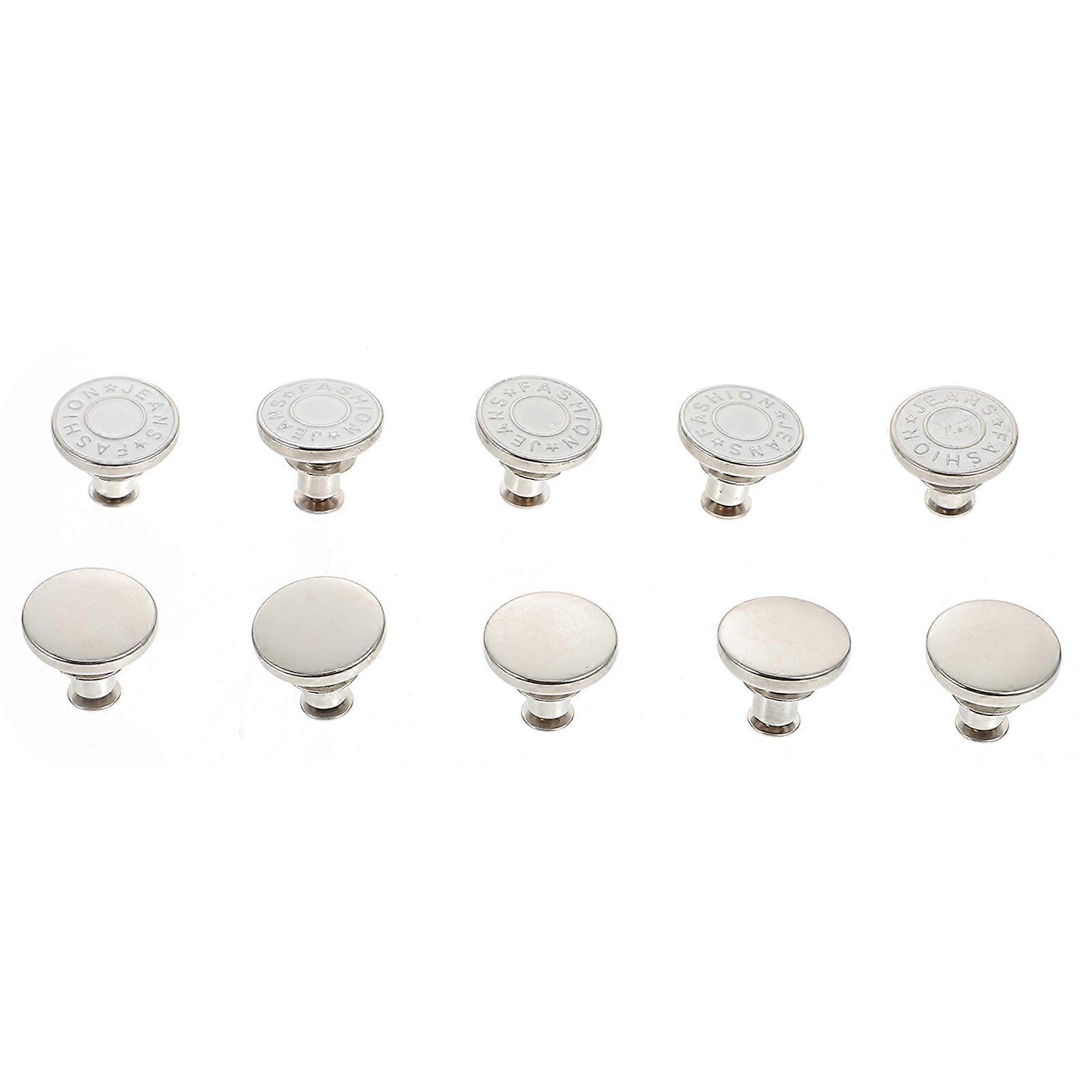 Silver Alloy Buttons Detachable Jeans Buttons for Waist Adjustment 20Pcs