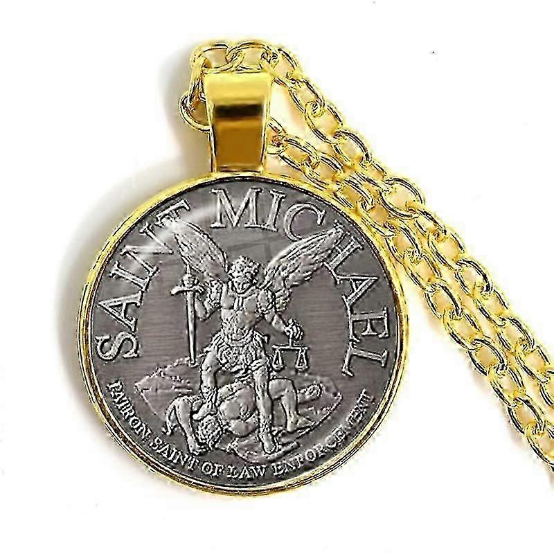 قلادة رجالية جديدة، رئيس الملائكة القديس ميخائيل، يحميني، درع القديس، سحر الحماية، قلادة روسية أرثوذكسية، مجوهرات كهدية مقدسة