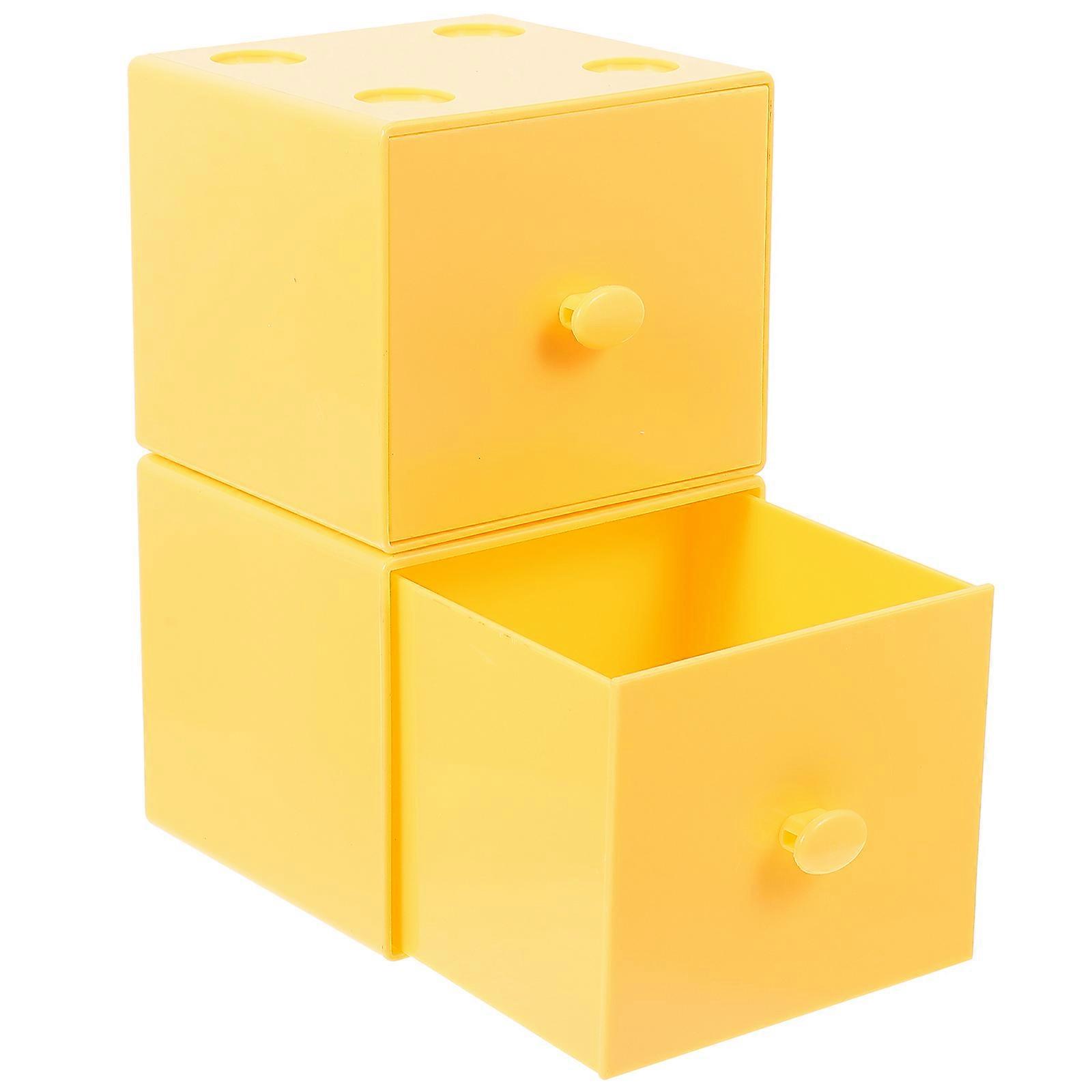 Stackable Organizer Drawers 8 Pcs Jewelry Storage Box Ideal For Cosmetics Organizing With Dustproof Design Yellow Color