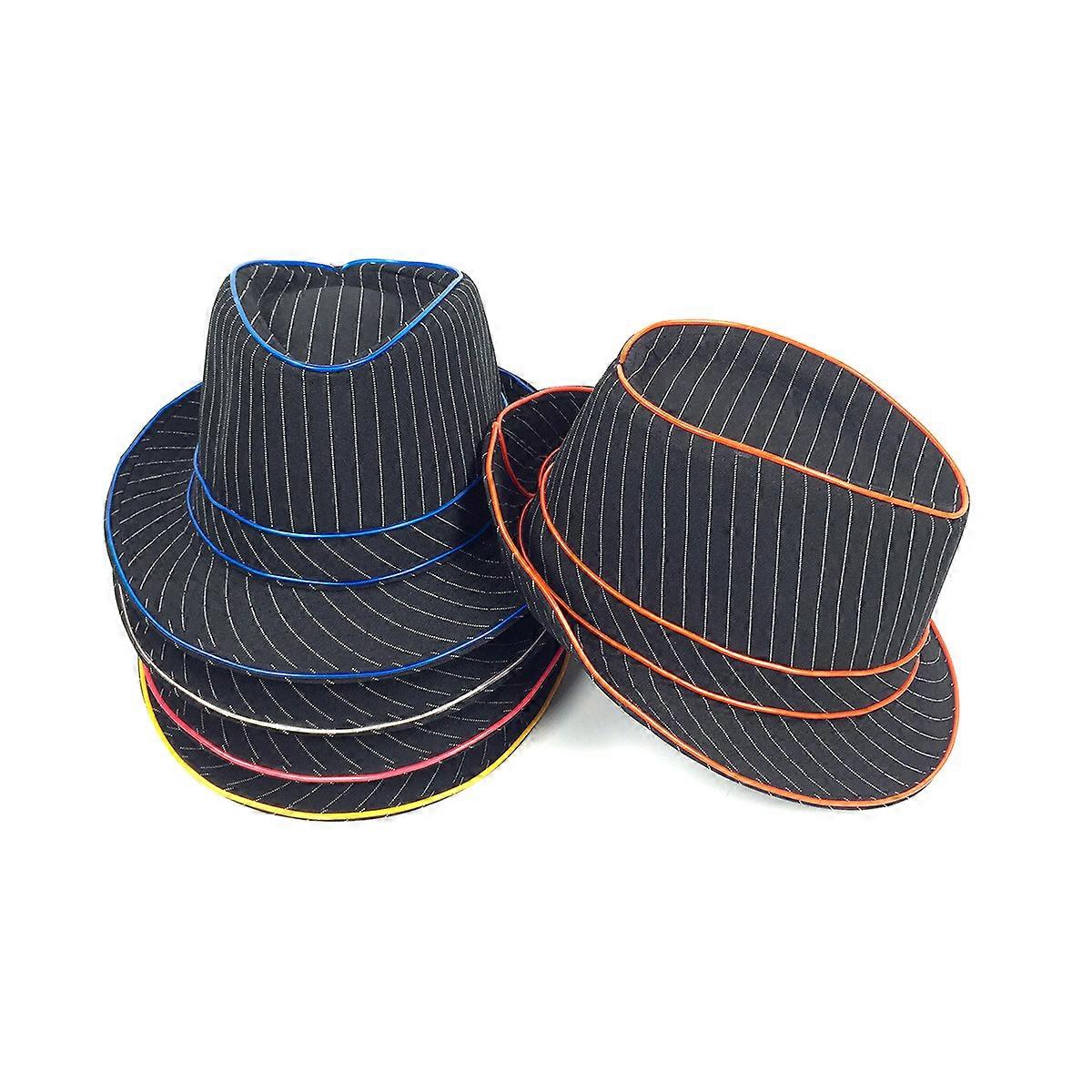 LED Jazz Hat Fedora Flashing for Party 2Pcs Orange Light