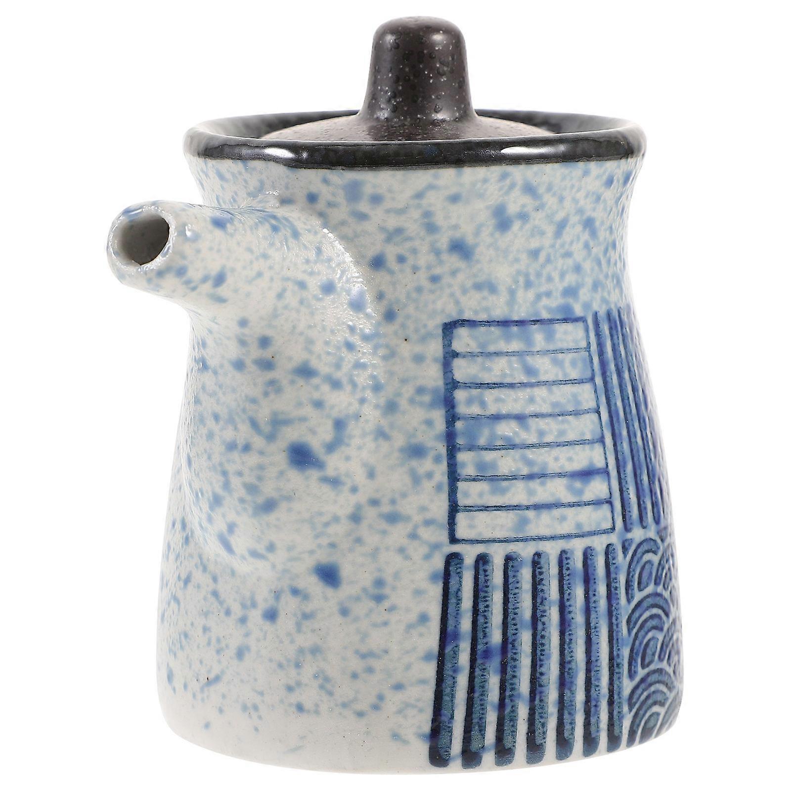 Japanese Style Ceramic Vinegar Bottle 2Pcs Set For Home Users Perfect For Room Sky-Blue Storage And Dispensing
