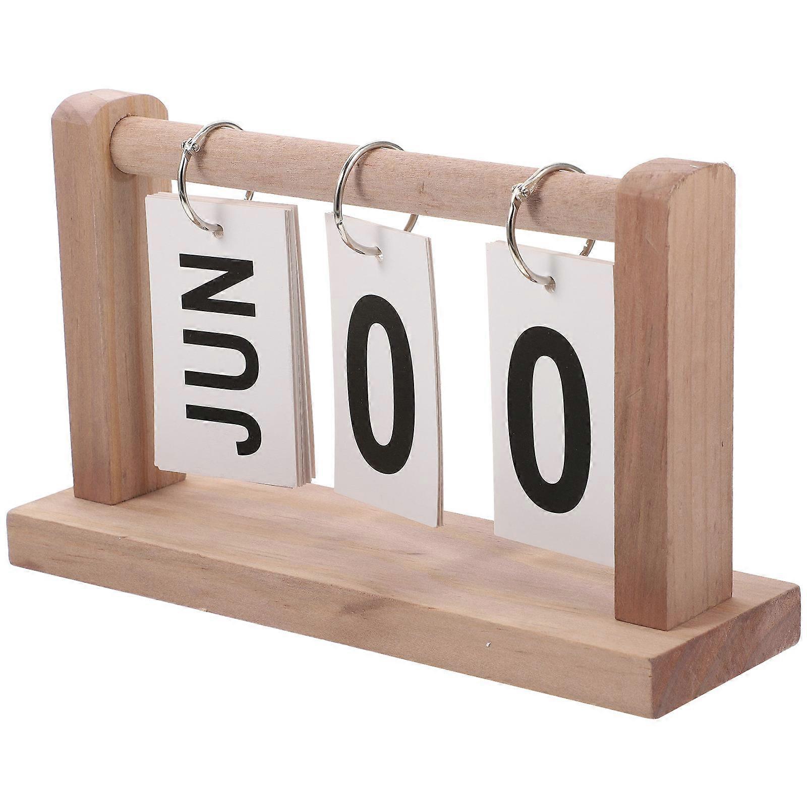 Desk Calendar Wooden Perpetual Flip Calendar for Schedule Use 4Pcs Set