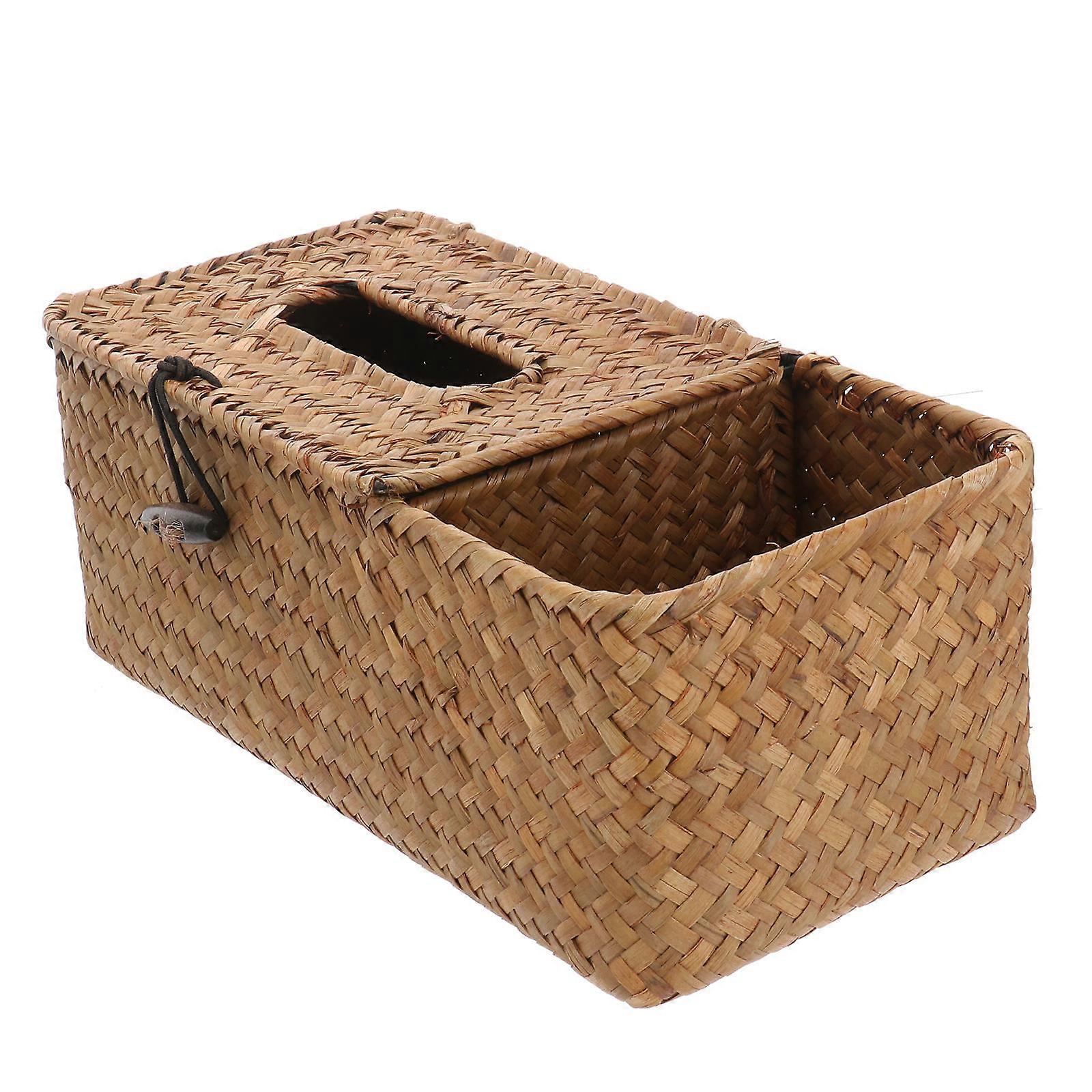 Handmade Seaweed Woven Tissue Box for Storage Use 2Pcs with Lid