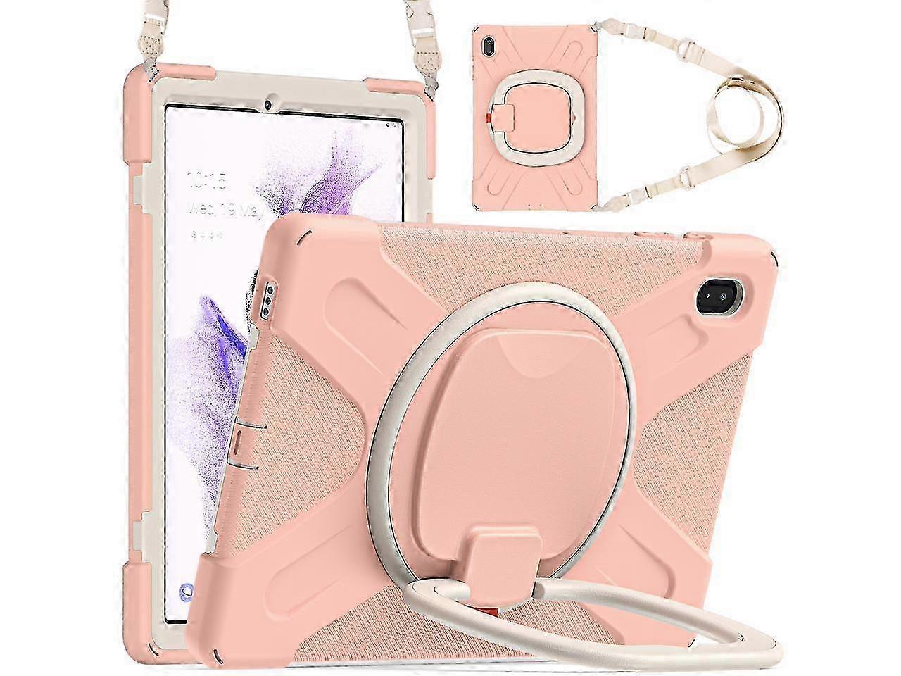 Galaxy Tab S7 FE 12.4 inch Case, 3-Layer Structure Heavy Duty Case with Rotatable Kickstand, Shoulder/Hand Strap Model: SM-T730 / T733 / T735 / T736 /