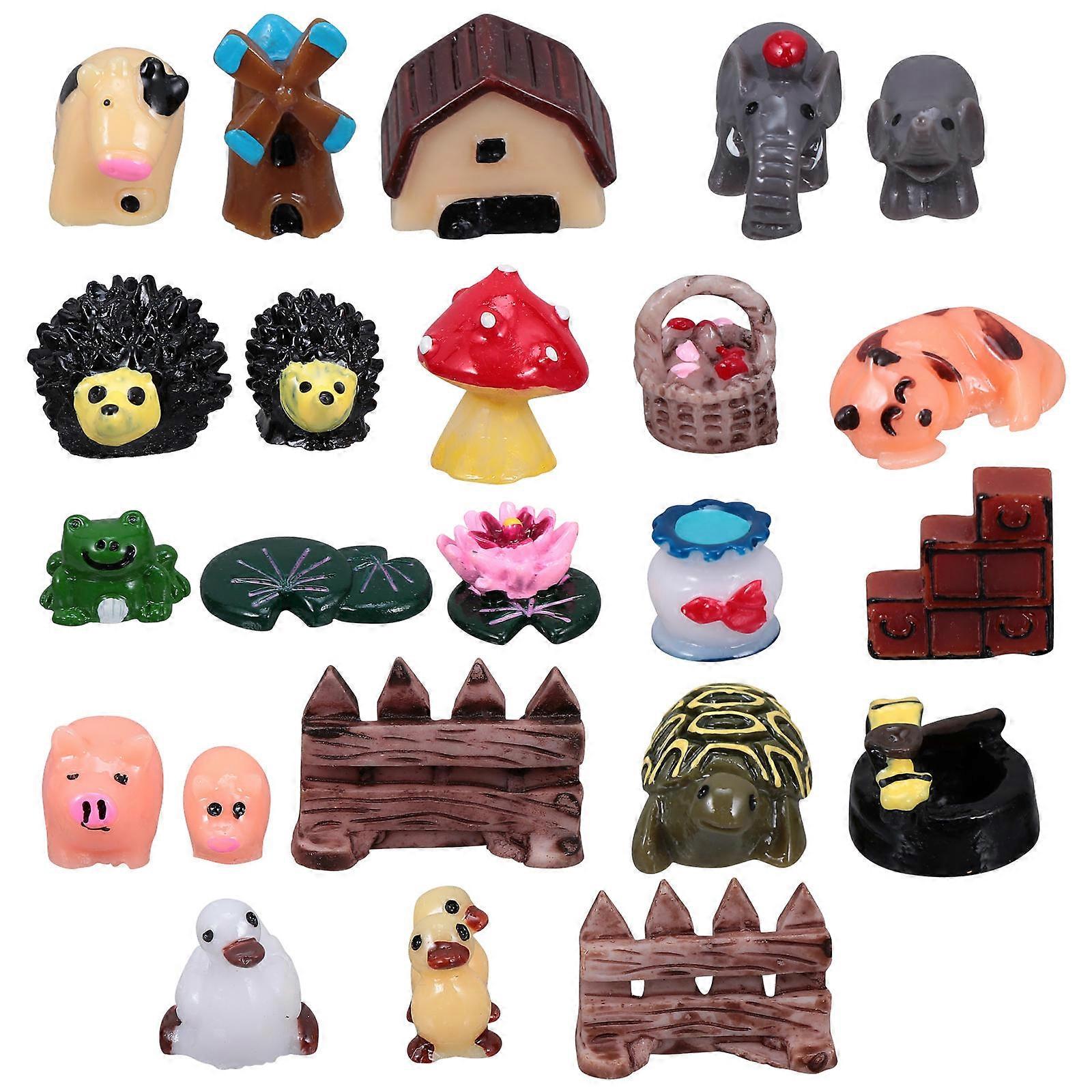 Micro Landscape Decors Resin Miniature Animals for Decor 48Pcs Set