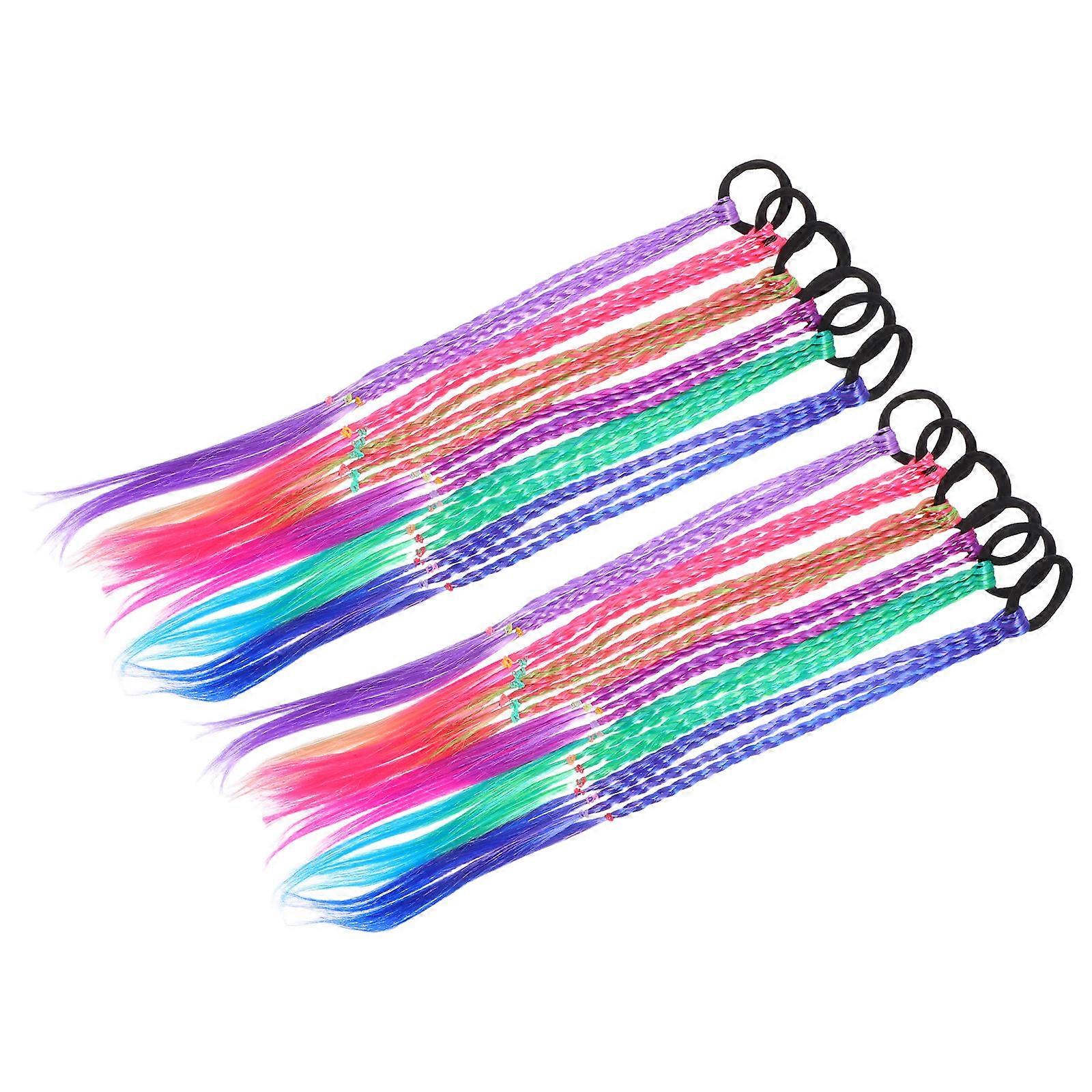 Hair Braid Extensions for Kids with Straight Sleek Style 48Pcs Multi