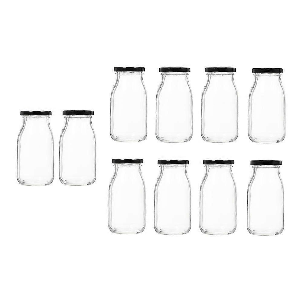 Beverage Container 10Pcs Transparent Yogurt Bottles Glass Storage Ideal for Breakfast Milk Holders 200ML Dishwasher Safe