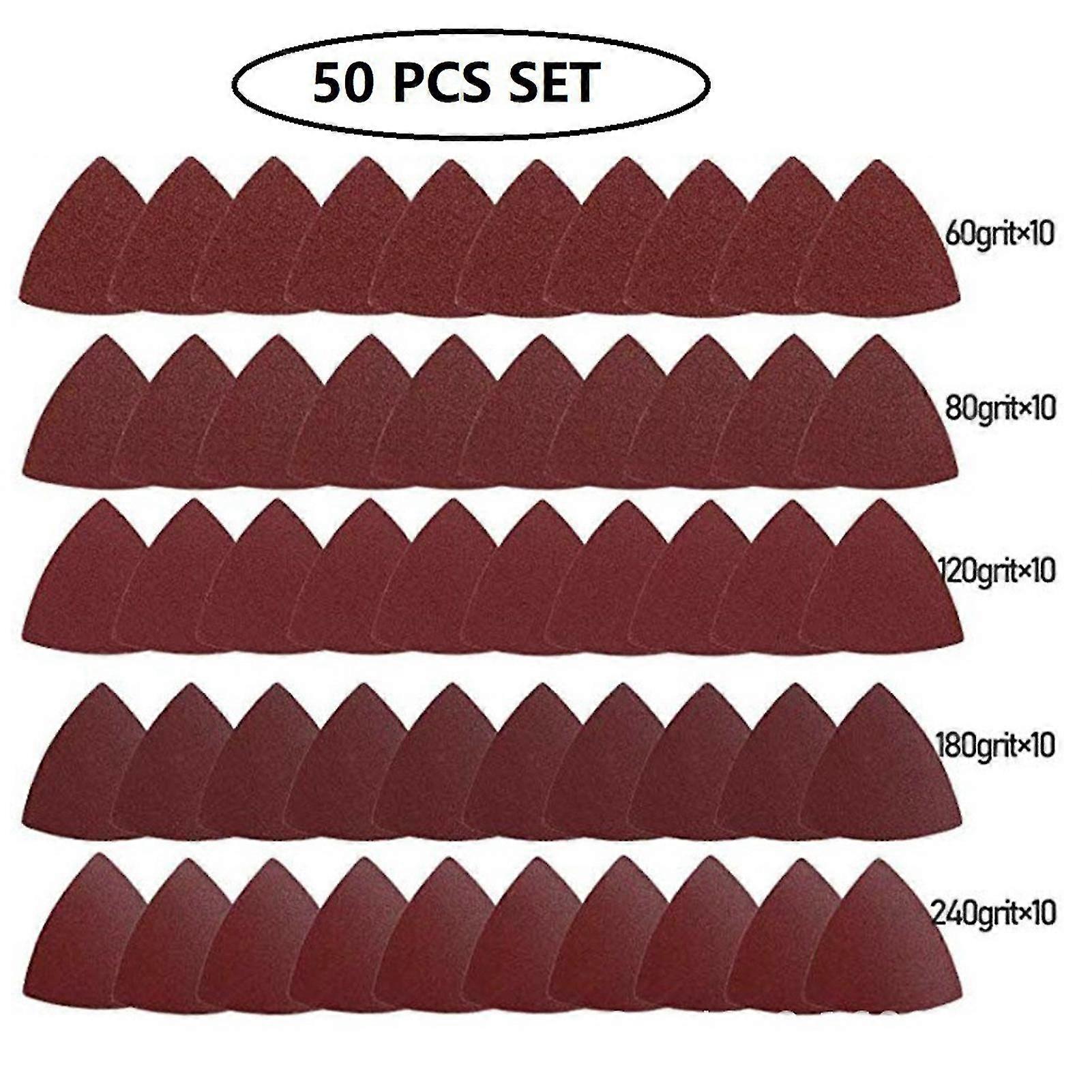 2025 50Pcs 80mm Sandpaper Triangular Alumina Assorted Sanding Paper Set for Hard Wood