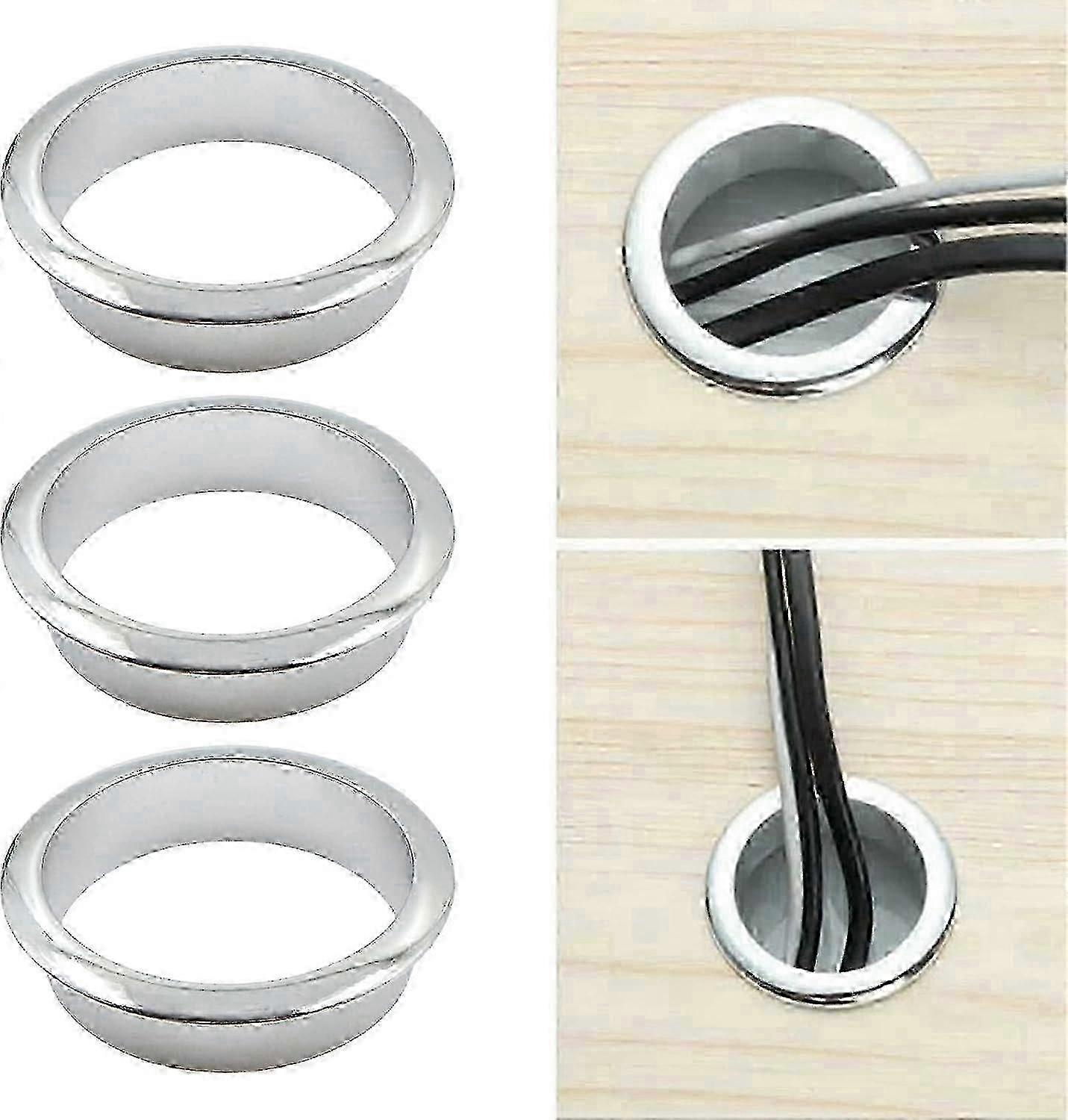 2025 60mm Metal Desk Grommet Cover - Decorative Ring for Furniture Threading Box, Computer Desk Wire Management, 3 Pieces (One Size)