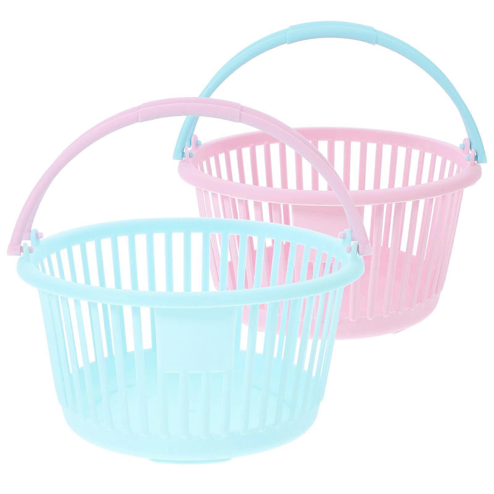6Pcs Plastic Stackable Storage Basket with Handles in Assorted Colors