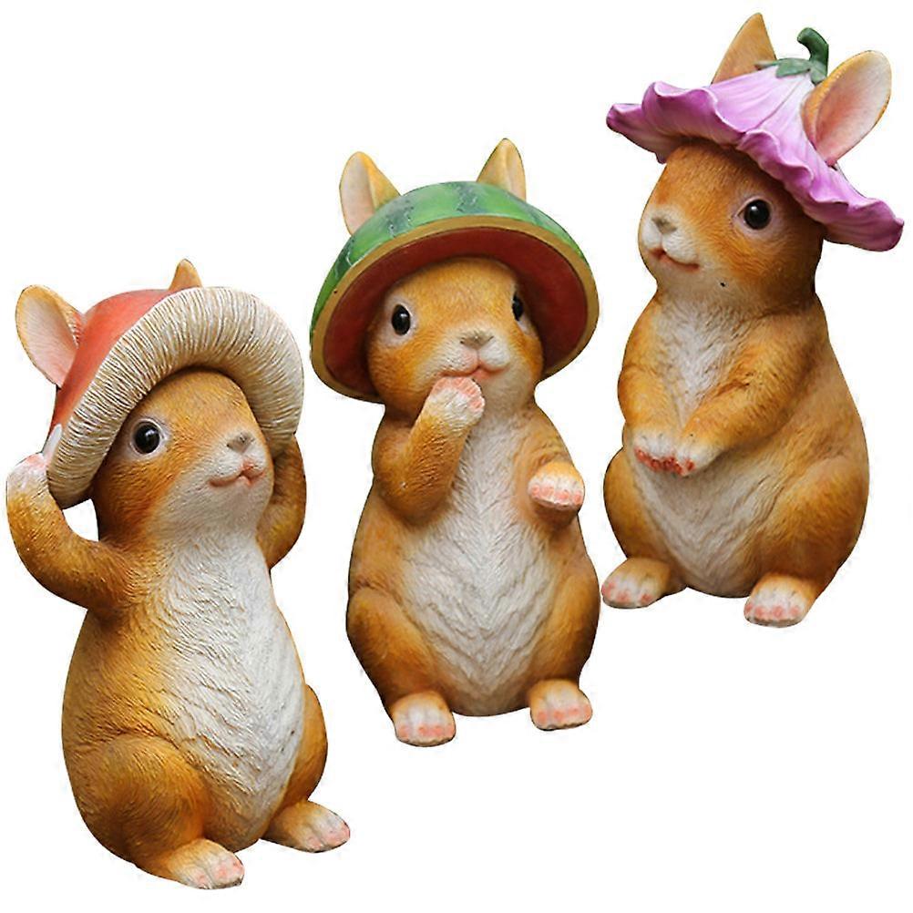 Garden Decor Garden Rabbit Figurines for Home Use 3Pcs Set