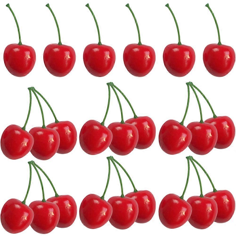 Red Simulated Fake Cherry for Decor 200Pcs Desktop Fruit Adornment