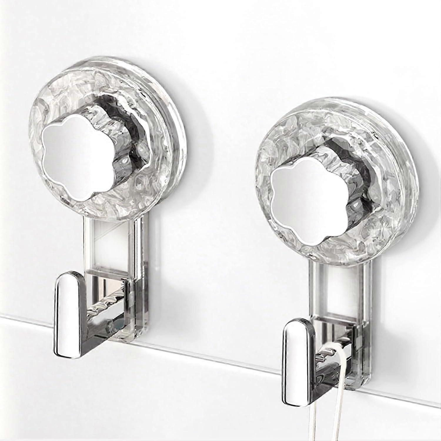 2pcs Bathroom Towel Hooks, Reusable Extra Strong Suction Cup Hooks
