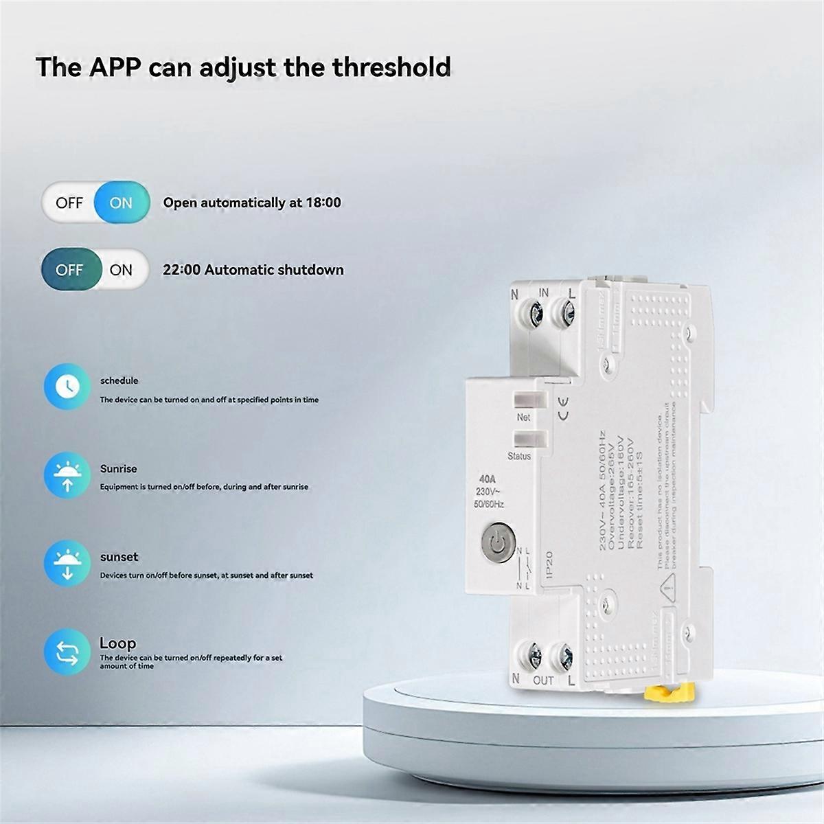Tuya WiFi Smart Circuit Breaker 40A Electricity Monitor V0 Fireproof