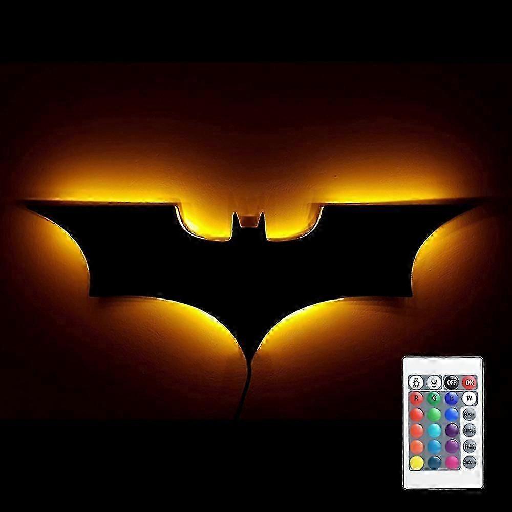 Creative 3D Bat Wall Lamp RGB LED Bedside Gaming Room Bar Decorative Light with Remote Control-Good
