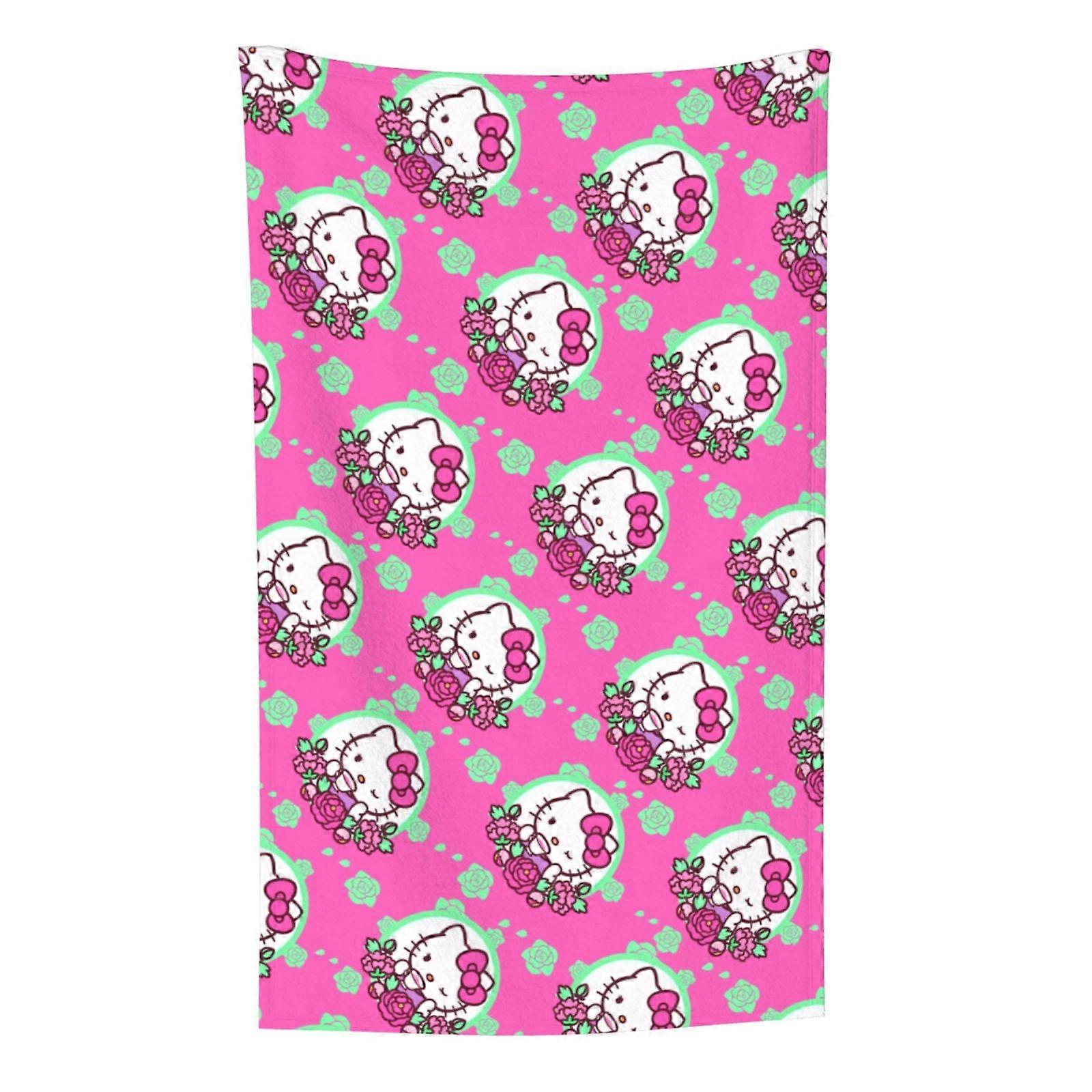 Hello Kitty Pattern Lightweight Soft Flannel Blanket Suitable for Cat Lovers Sofa Living Room Comfortable Plush Blanket 30x50in (Vertical)