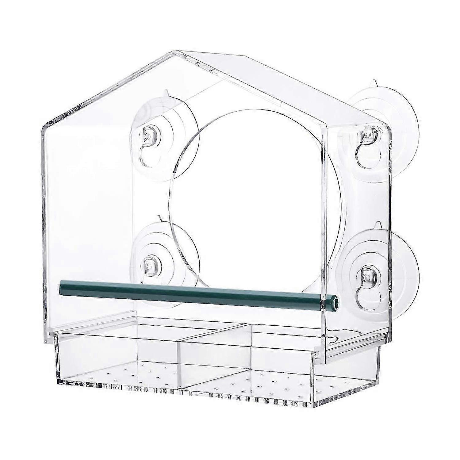 Window Bird Feeder with Strong Suction Cups Clear Plastic Bird Feeders for Wild Bird Watching 26s