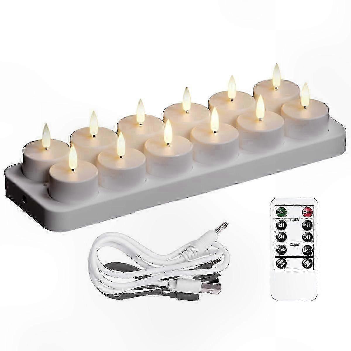 12 Pack Rechargeable LED Tea Lights with Long-Lasting Battery Life