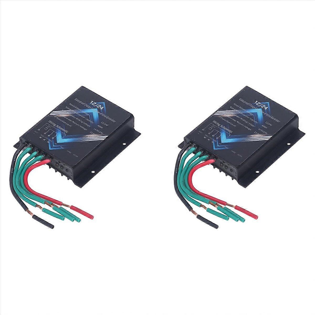 2X Wind Turbine Charge Controller, 400W 12V 24V Mini Wind Turbine Generator Controller IP67 Waterpro