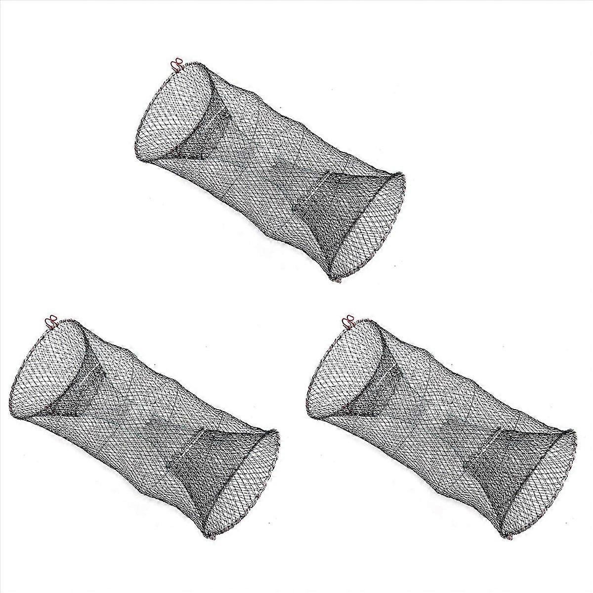 3X Fishing Bait Trap,Bait Crawfish Traps Spring Cage Portable Folded Cast Net Fishing Traps Net Fish