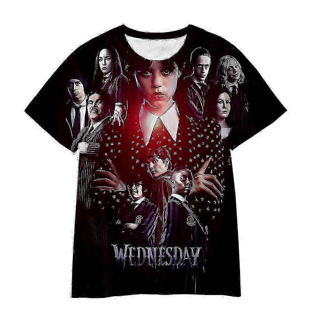 Barn/Vuxen Onsdag Addams Family Series 3D Digital Printing Mode Andningsbar T-Shirt