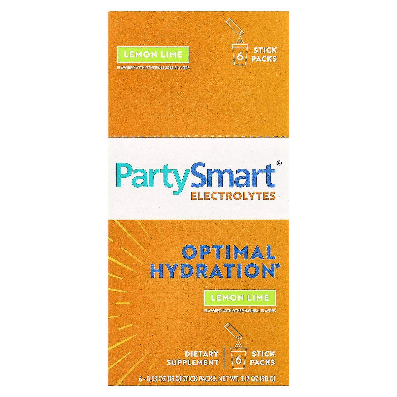 PartySmartÃÂÃÂ¬ÃÂÃÂ Electrolytes, Lemon Lime, 6 Stick Packs, 0.53 oz (15 g) Each