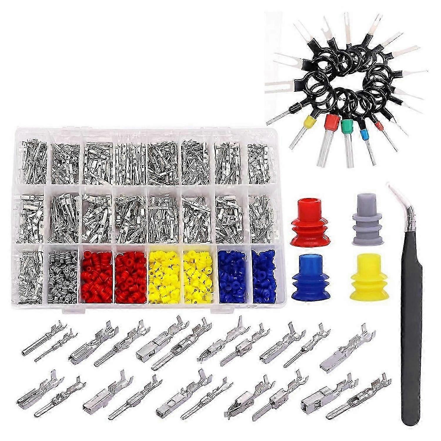 755Pcs Car Electrical Wire Terminal Pins Connector Kit 1/1.5/1.8/2.2/2.8/3.5mm 21Type Connector Pins Terminal Auto