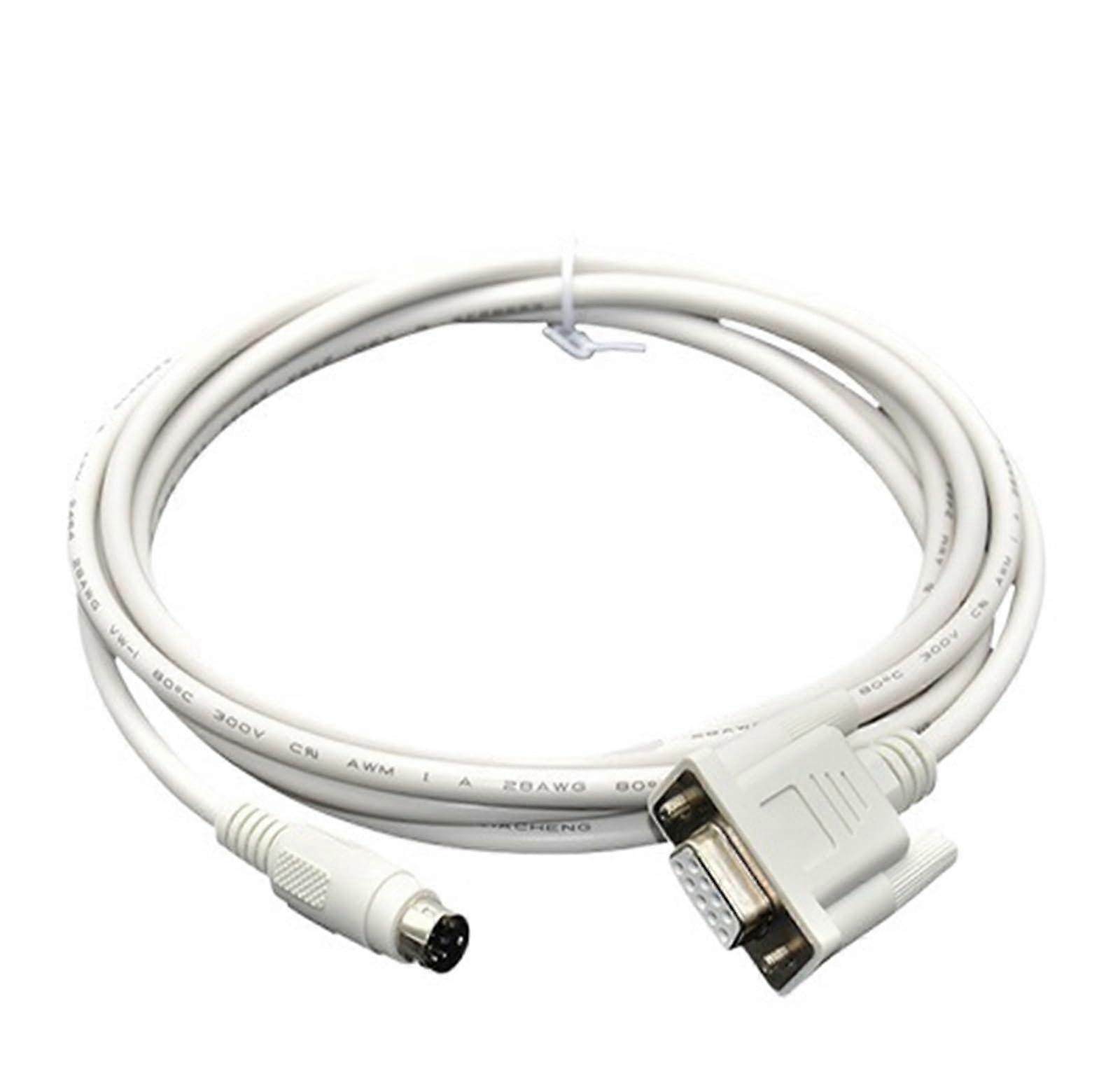 PLC Programming Cable QC30R2 for Q Series PLC  DB9 9Pin Female Round, DB8 Pin Compatible, 2m, White