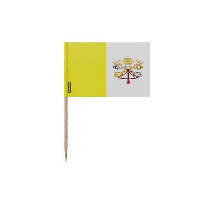 Toothpicks Vatican Flag - 12 cm - 100 pieces - Adhesive plastic - Bamboo stick - Pixelforma