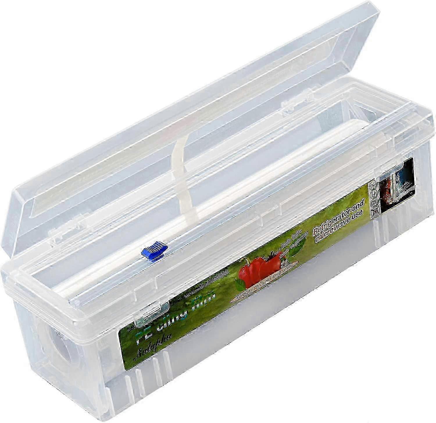 موزع التفاف البلاستيك - فيلم تتشبث واضح قابل لإعادة التعبئة مقاس 12 بوصة مع قاطع منزلق وصندوق قطع