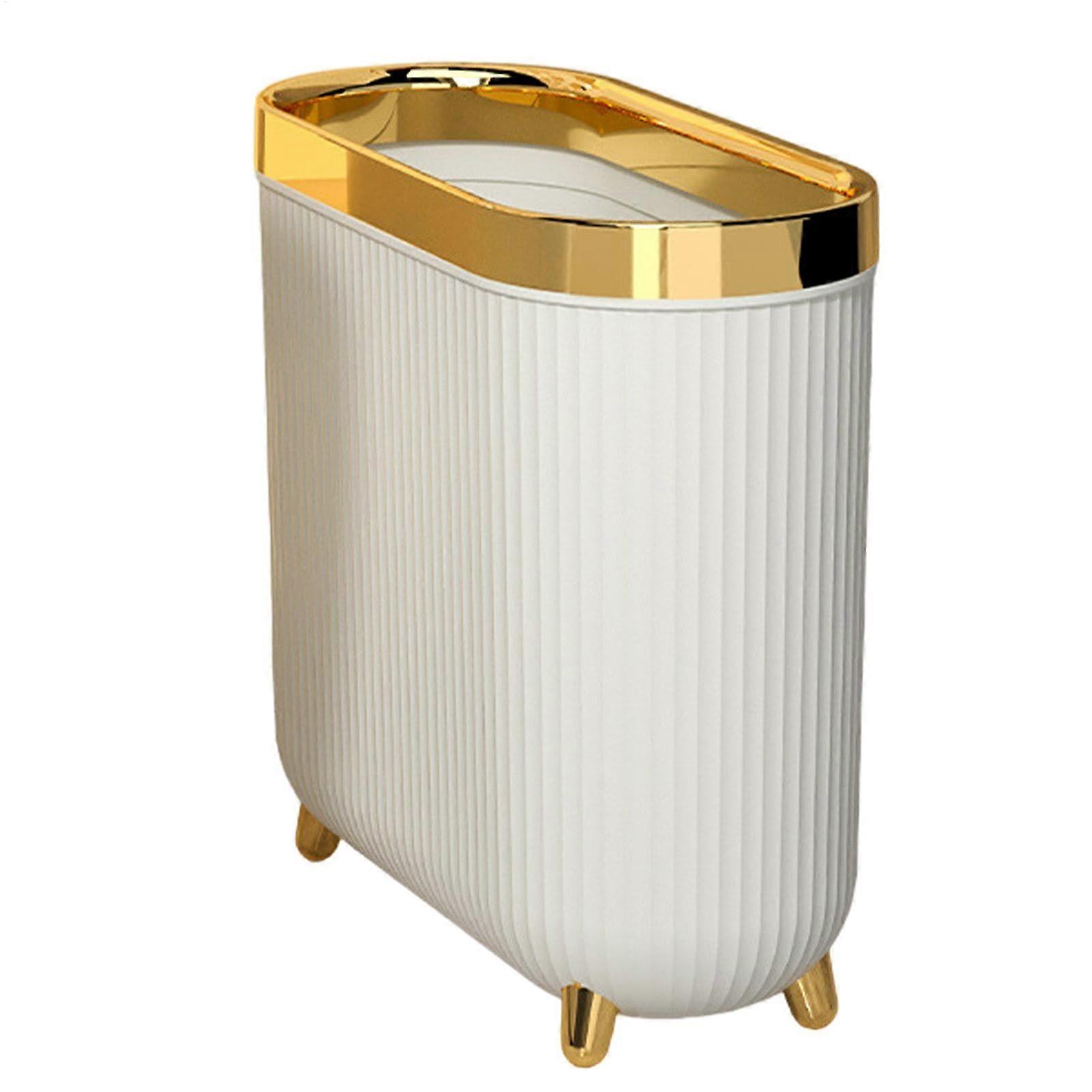 Slim Toilet Trash Can With Durable Material With Lid Bathroom Paper Trash Can Compact Waste Basket
